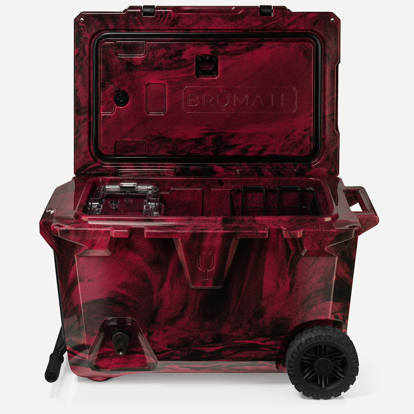 Brutank 55 quart rolling cooler red black swirl - US 2116